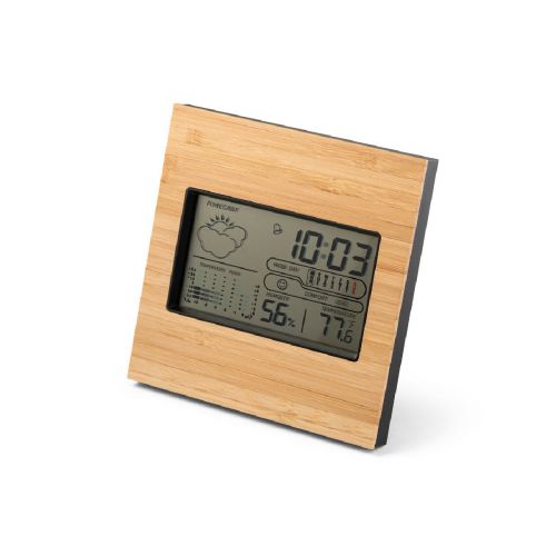 BROMLEY - Desktop weather station with LCD screen in ABS and bamboo