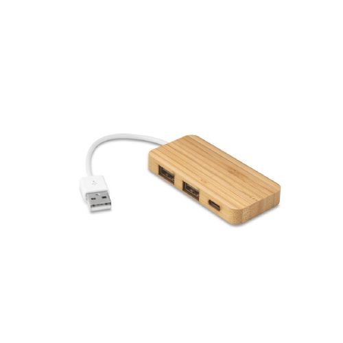 MOSER - HUB with 2 USB-A and 1 USB-C ports in bamboo