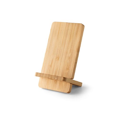 LANGE - Smartphone holder with 15W fast wireless charger in bamboo