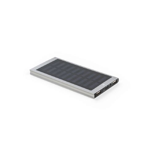 CLERK - 8.000 mAh power bank with solar panel in 100% recycled aluminium