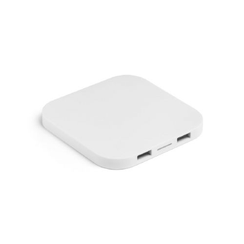 CAROLINE - Superfast 15W wireless charger with HUB 2 USB-A ports in recycled ABS (60% rABS)