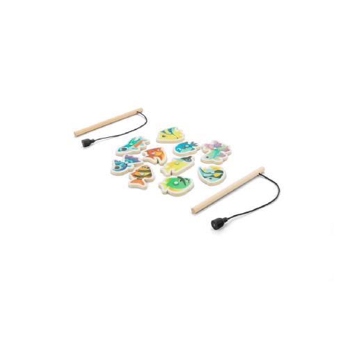 FISHY - Fishing game consisting of 10 wooden fish, ideal for children