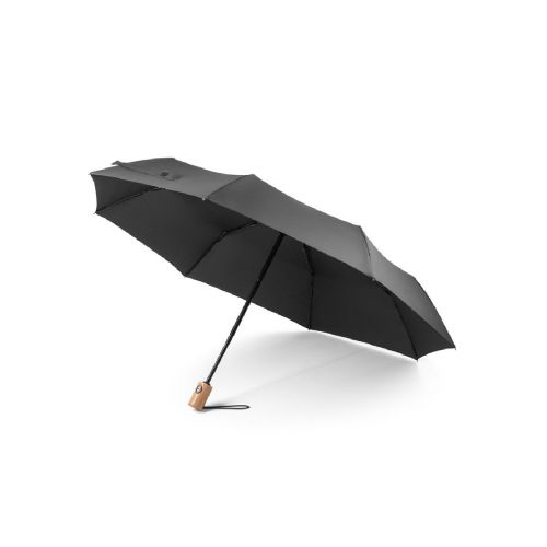 RIVER - Telescopic umbrella in 190T recycled polyester (100% rPET) pongee with automatic opening and closing