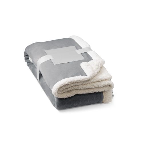 HEIDEN - Reversible fleece blanket (190 g/m²) with satin ribbon and personalised card