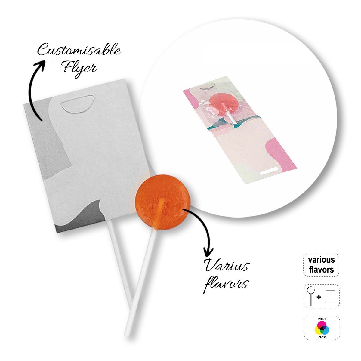 LOLLY HOLDER - lollipop with flyer , 55x10x120 mm | GL810503A