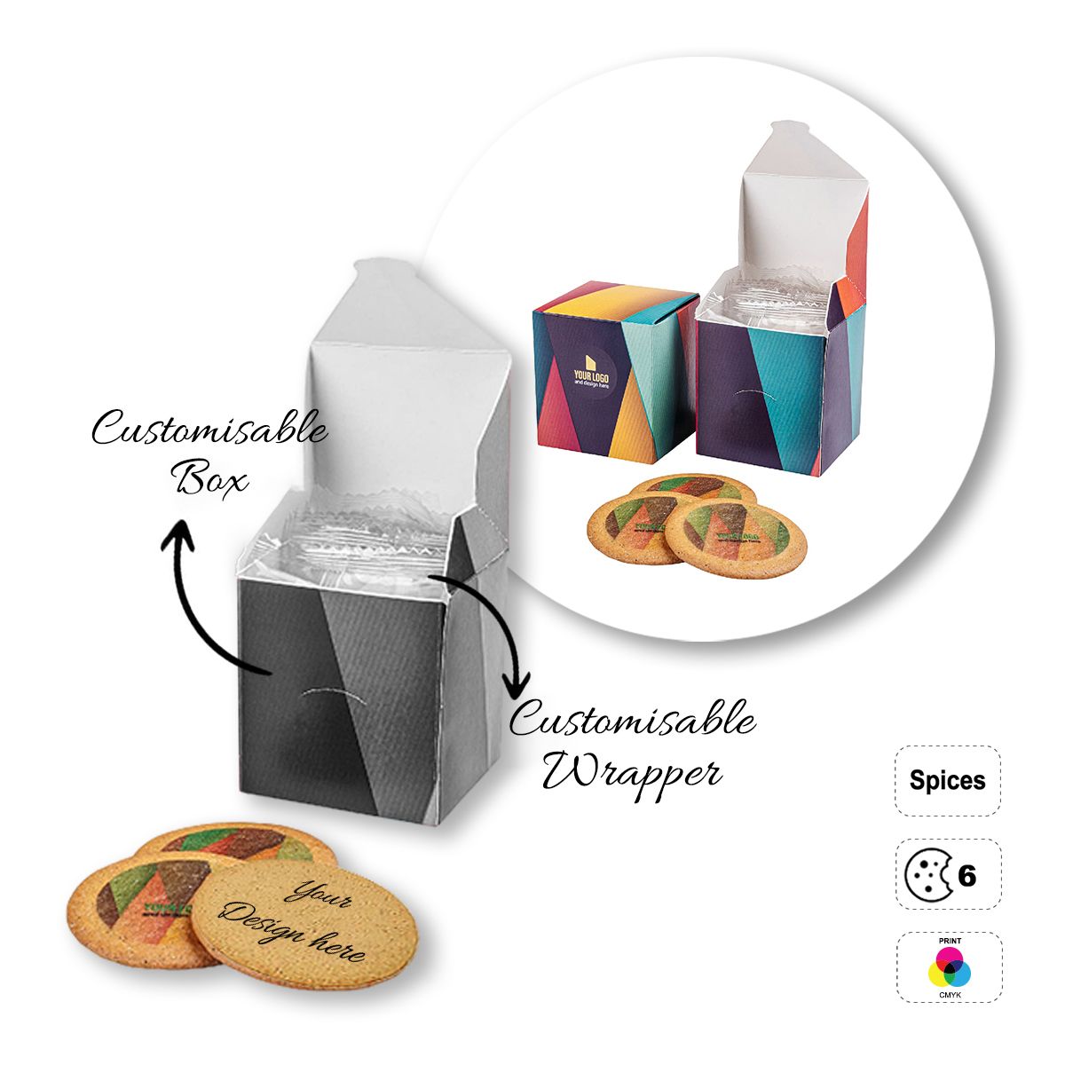 LOGO COOKIE - round, customisable biscuits, 78x67x70 mm | GL810709C