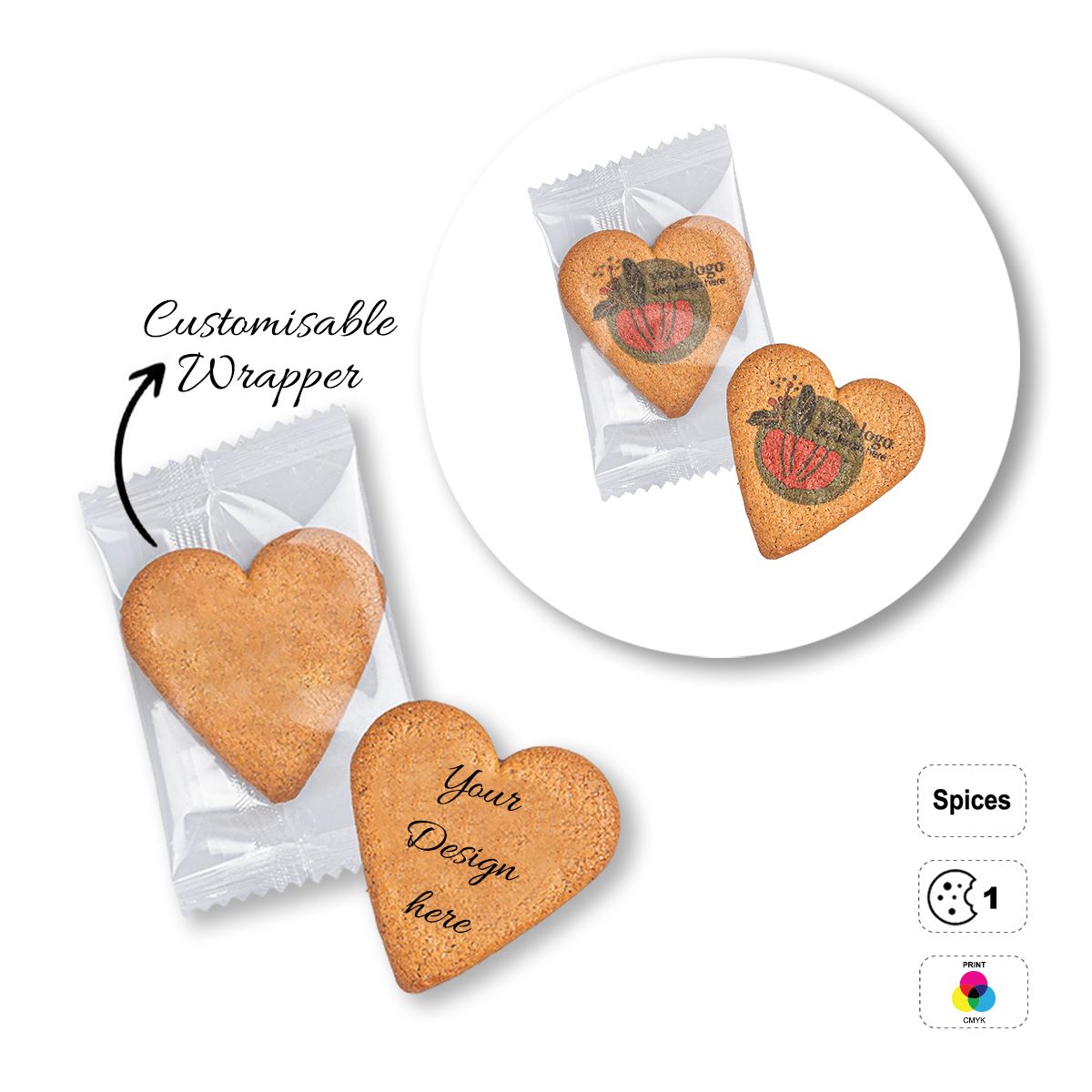 LOGO COOKIE - heart-shaped biscuits, customisable, 100x60 mm | GL810711A