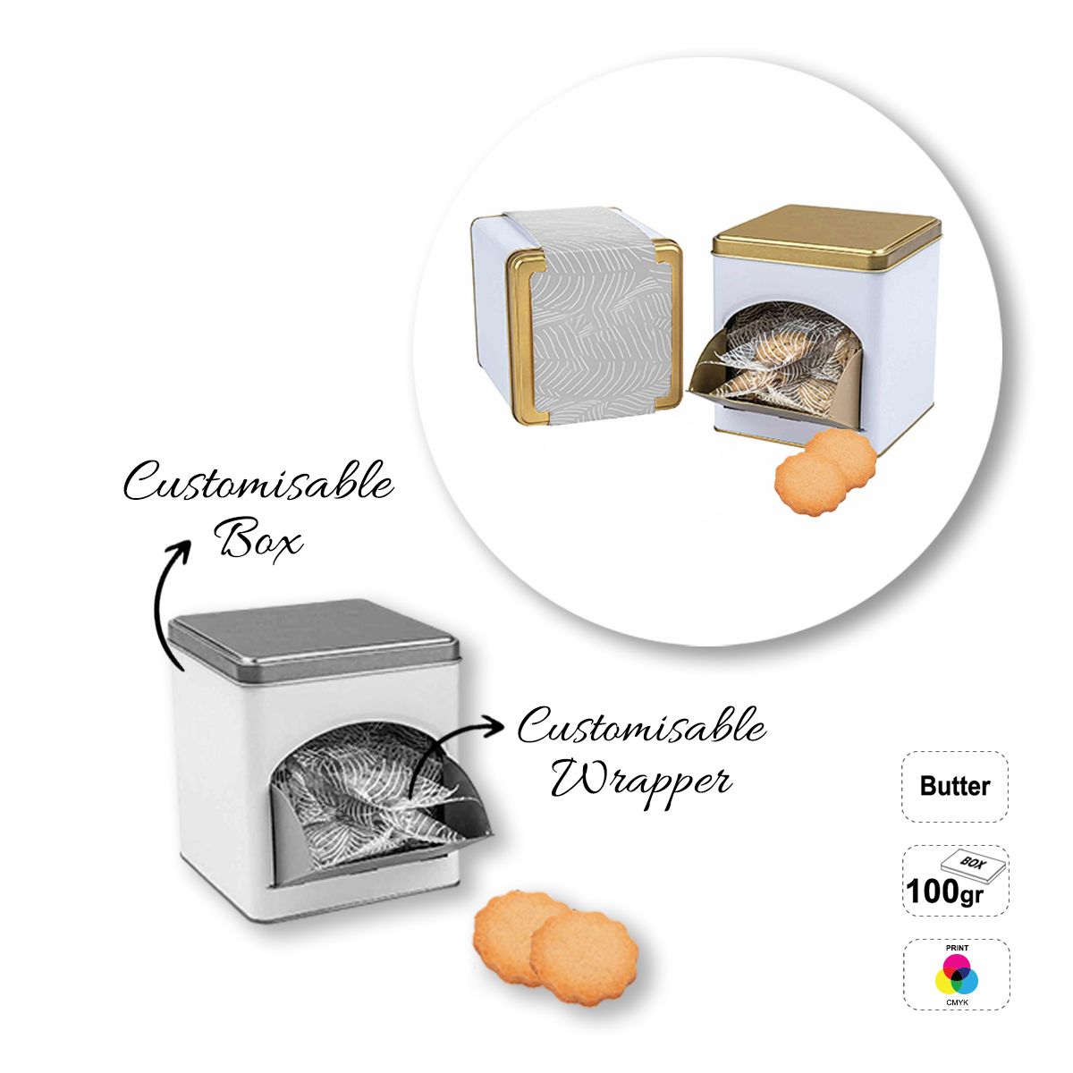 COOKIE BOX - box of biscuits, 114x114x124 mm | GL810713A