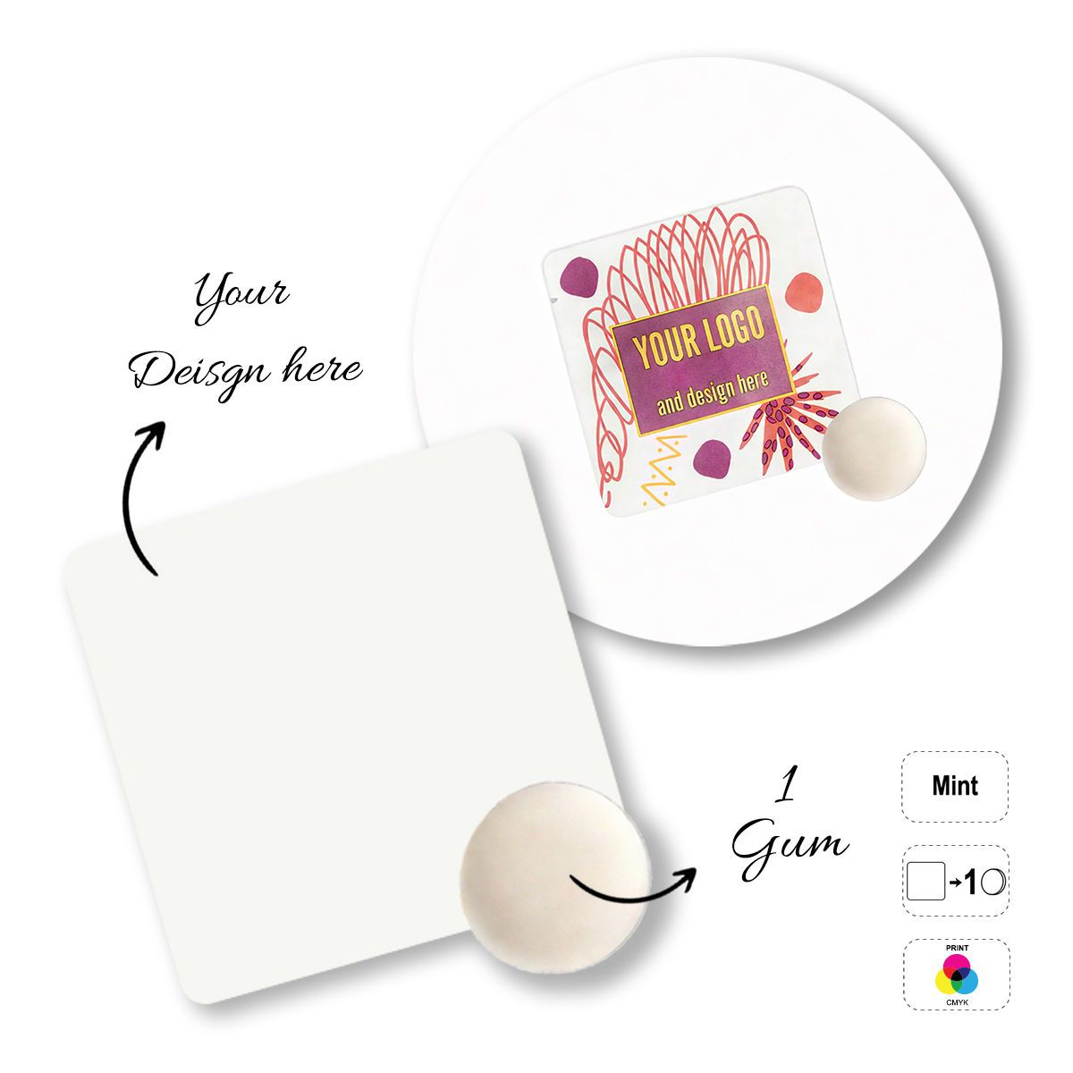 MINT PILLOW - chewing gum, 58x58 mm | GL810902B