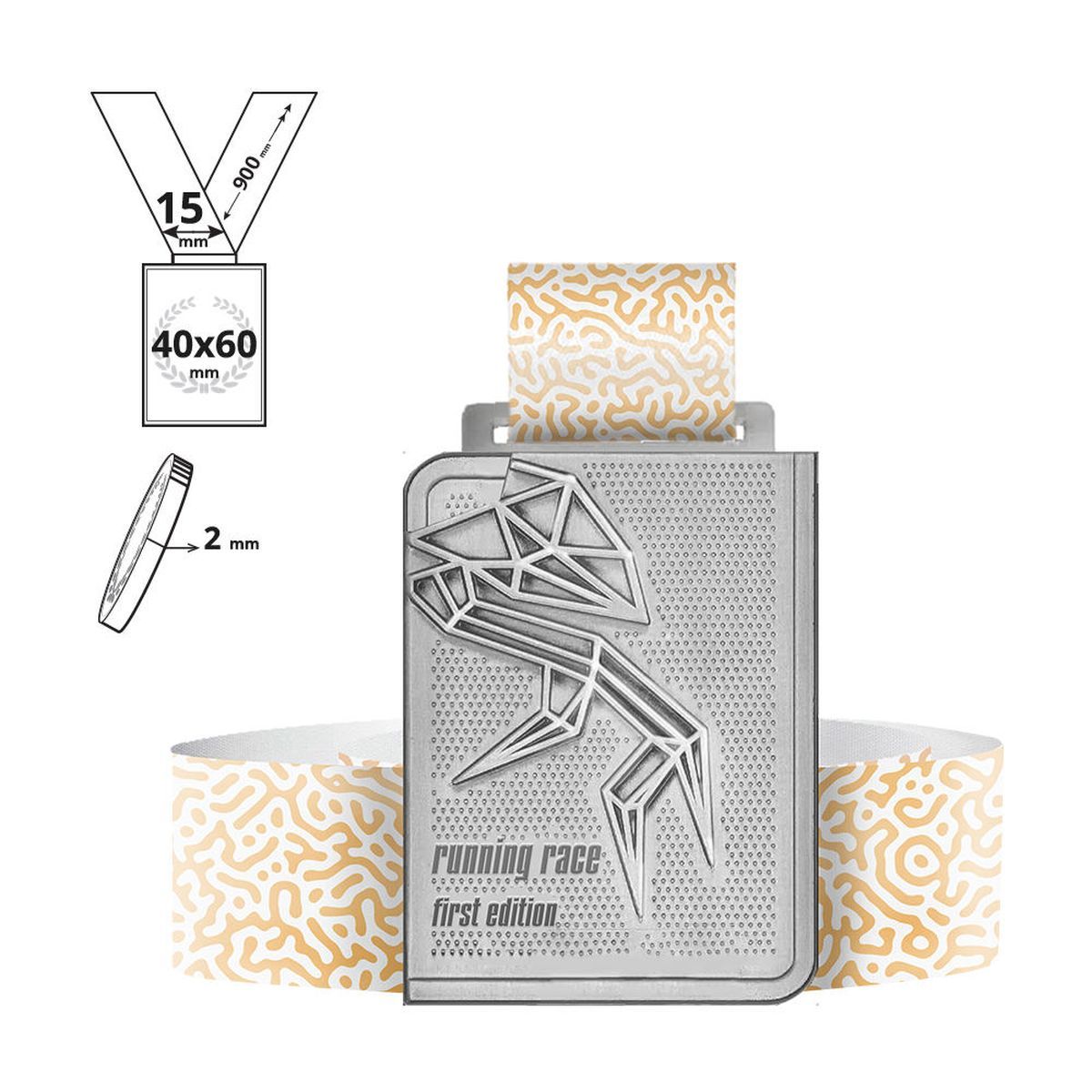 KIMUTAI - zinc alloy medal 2mm, 40x60 mm | GL703020A