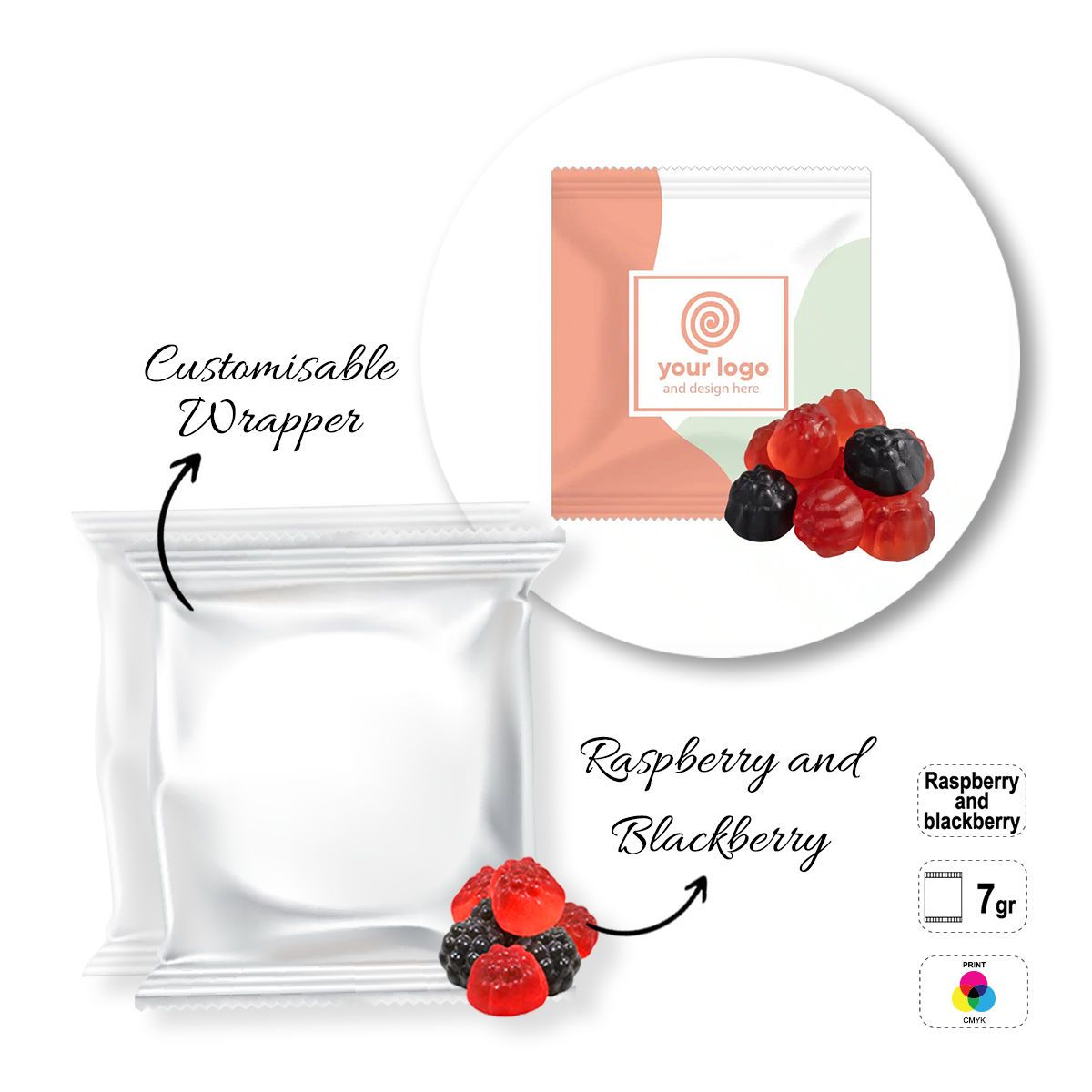 SWEET BAG MICRO - Gummy Candy, 70x70 mm | GL810305A