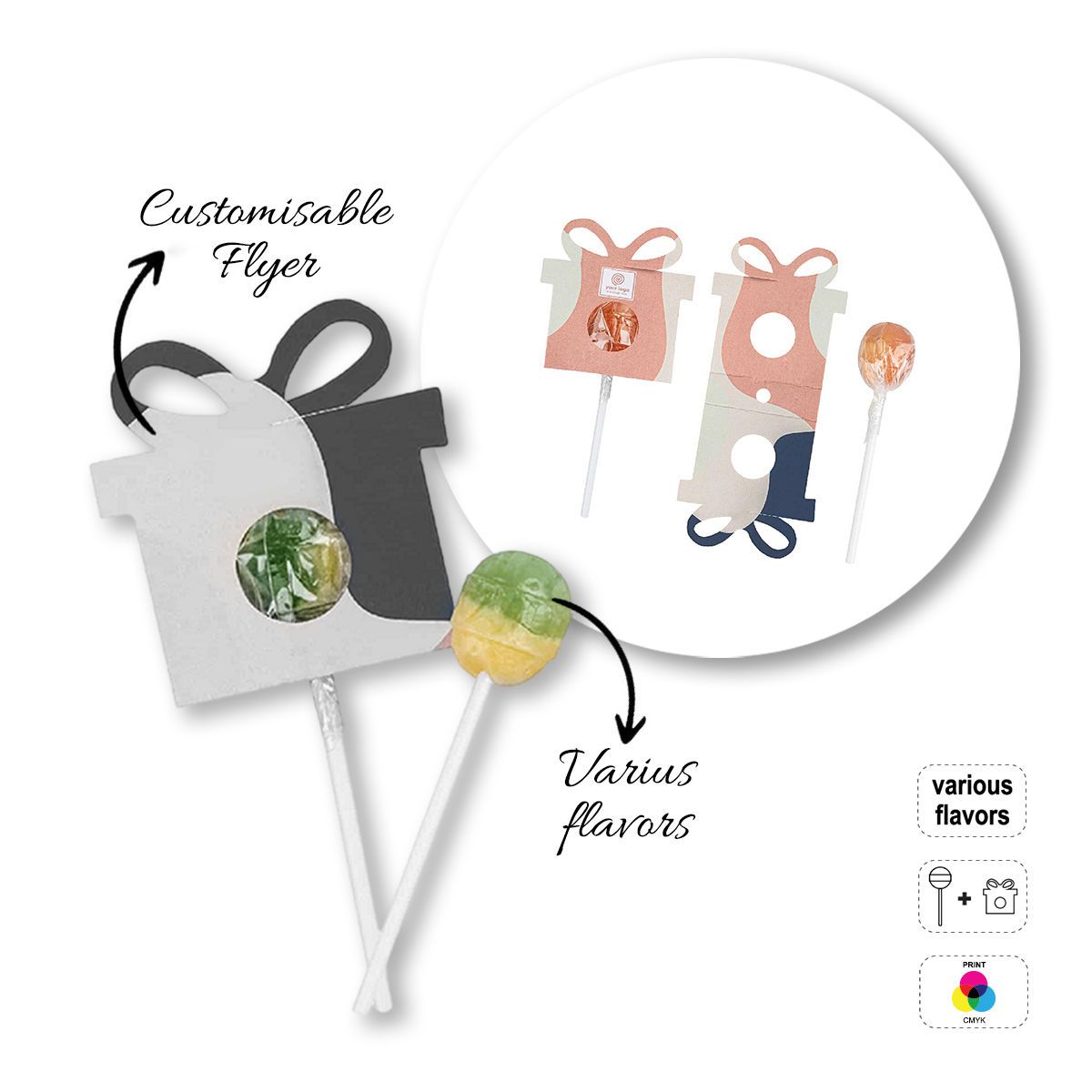 LOLLY BALL - sphere lollipop with flyer , 52x15x129 mm | GL810502B