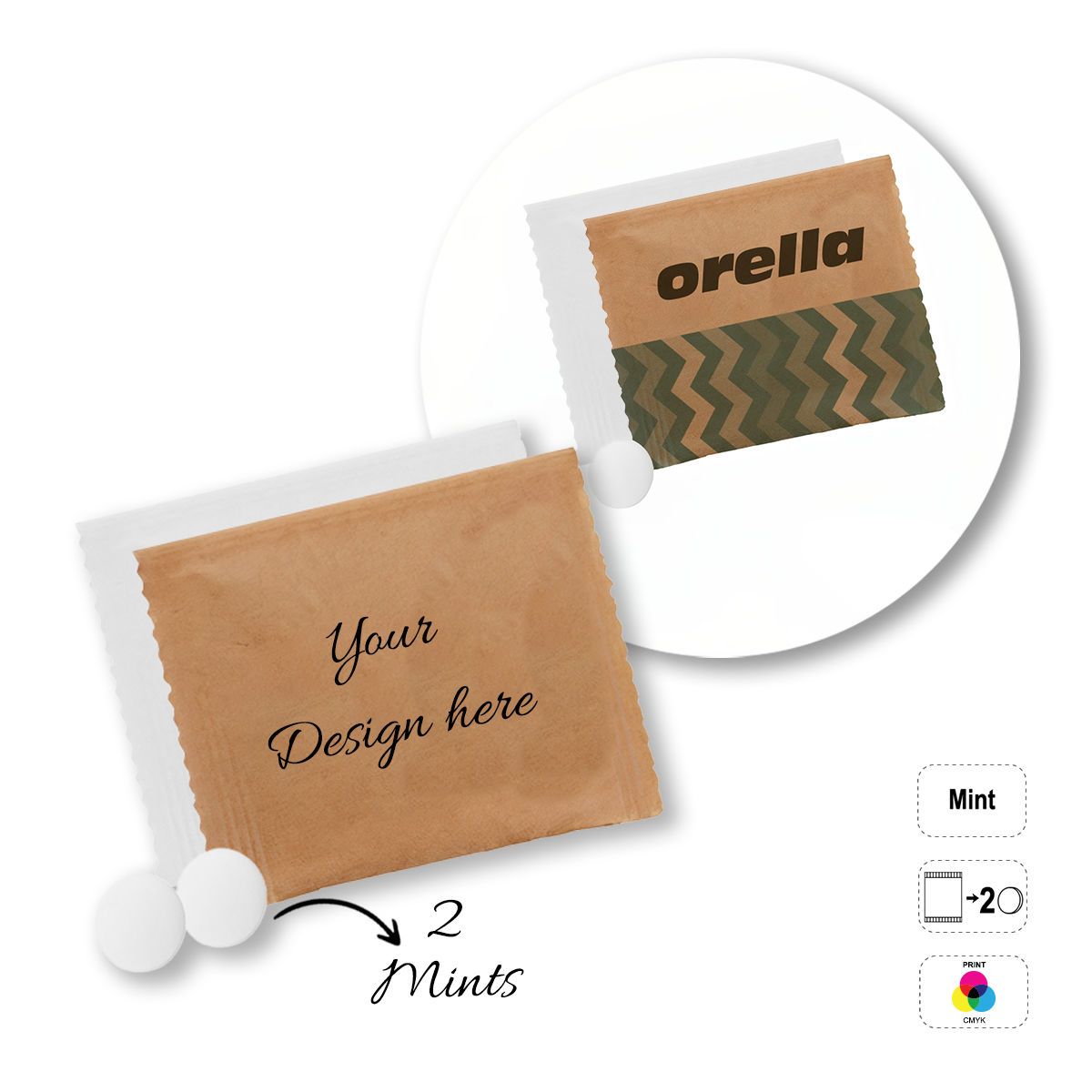 MINT&MORE - sachet of chewable mints, 60x70 mm | GL810603B