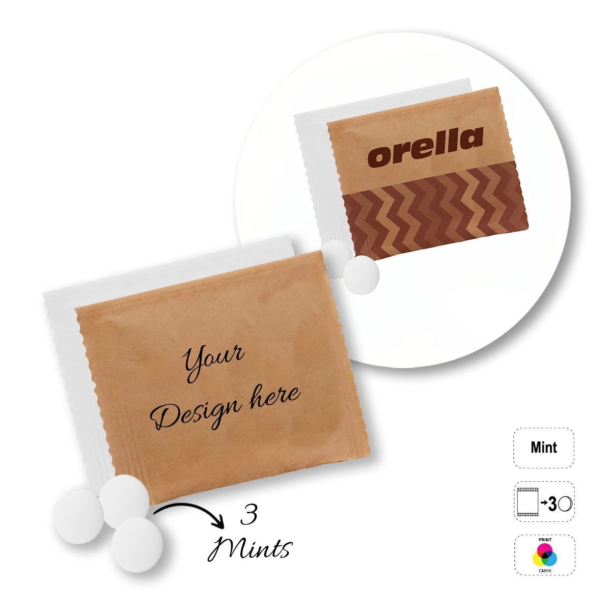 MINT&MORE - sachet of chewable mints, 60x70 mm | GL810603C