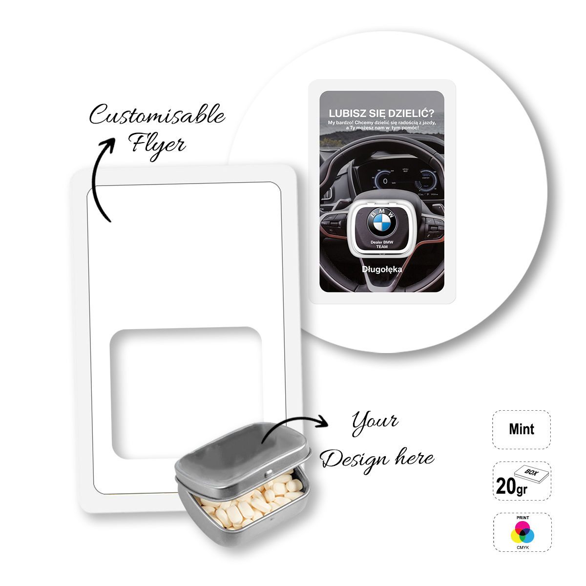 MINT CARD - box of mints with flyer, 154x102x18 mm | GL810605B