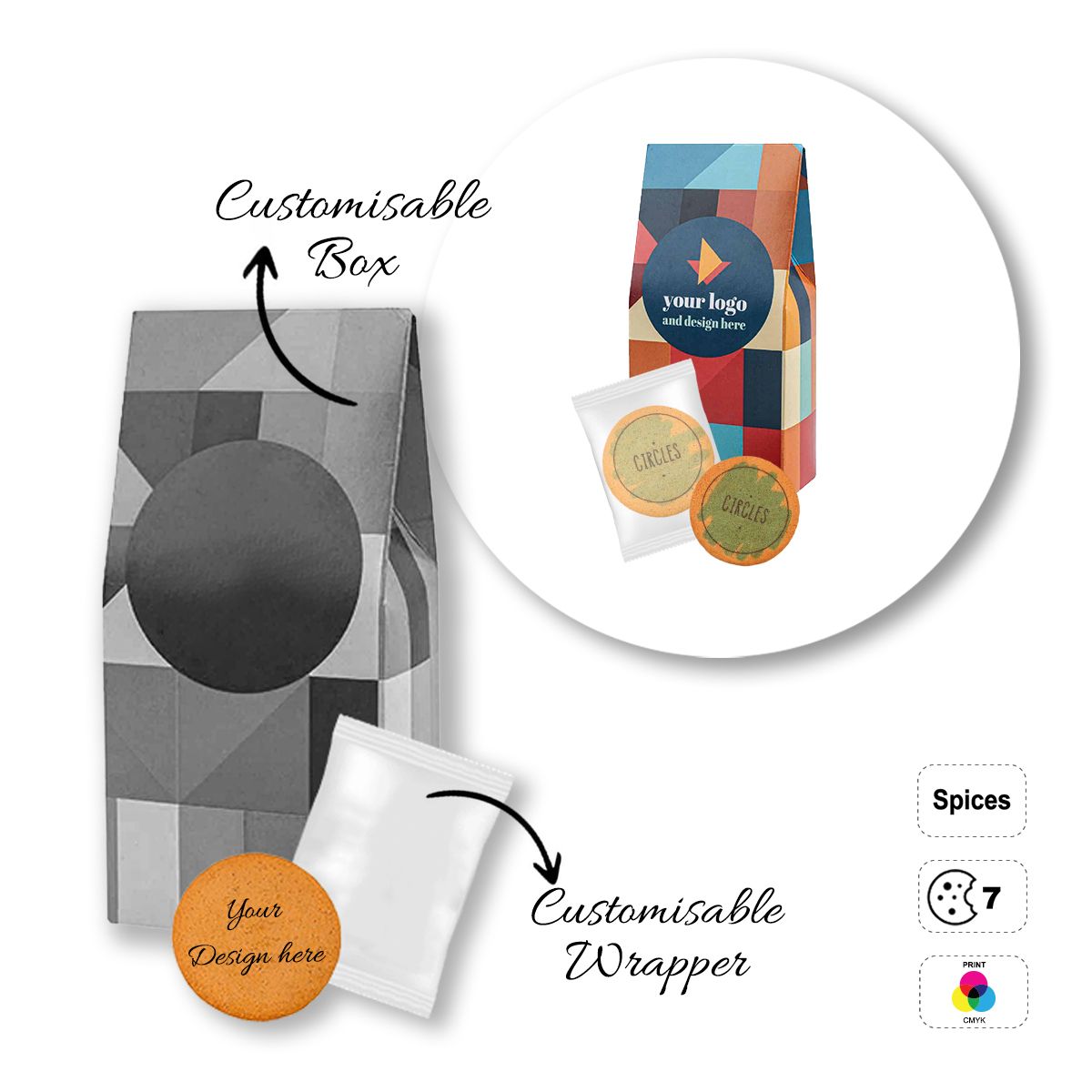 LOGO COOKIE - round, customisable biscuits, 50x80x168 mm | GL810709D