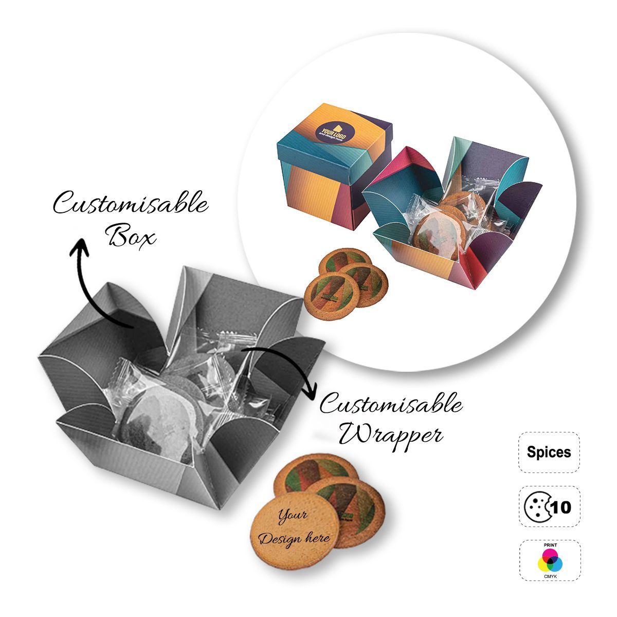 LOGO COOKIE - round, customisable biscuits, 105x105x105 mm | GL810709E