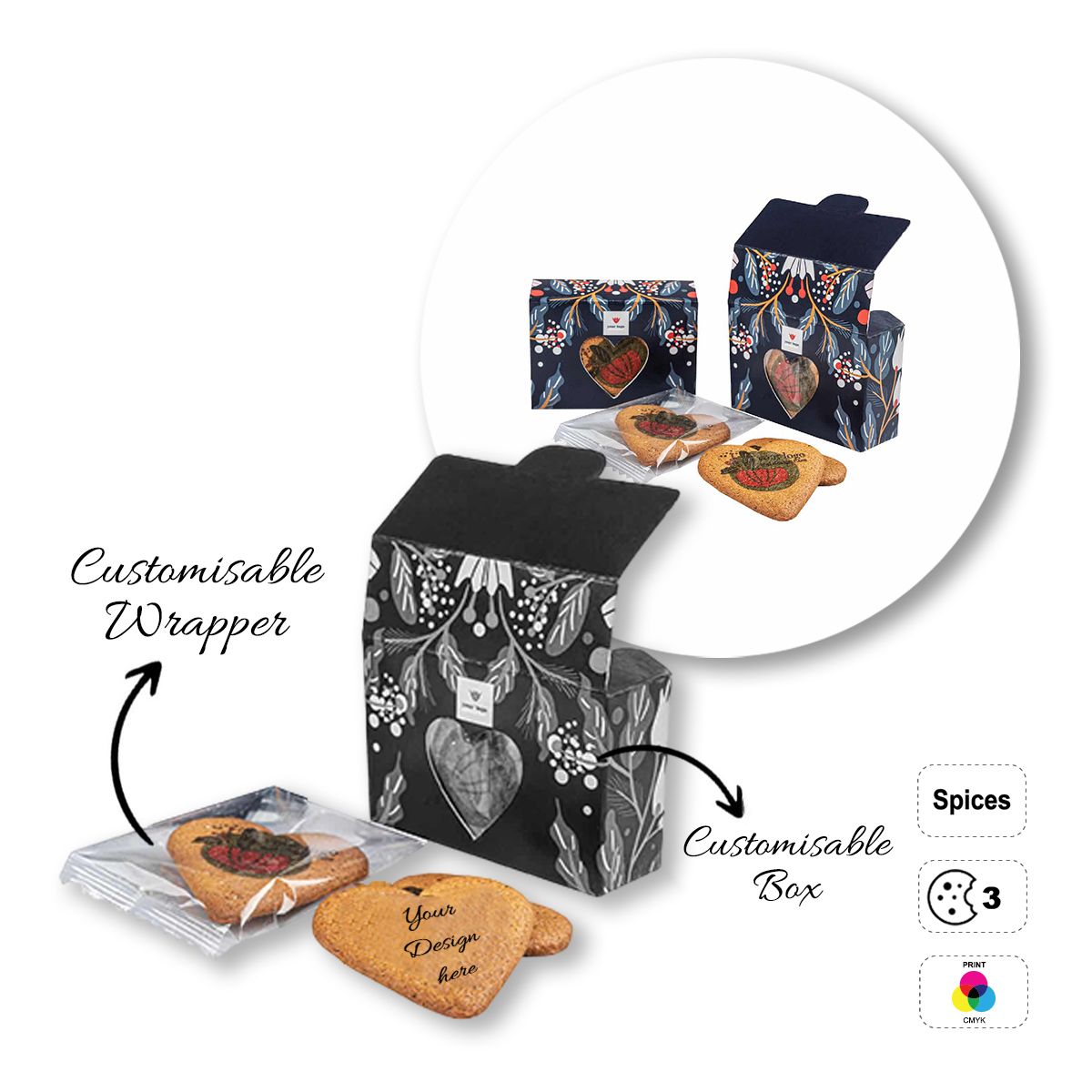 LOGO COOKIE - heart-shaped biscuits, customisable, 87x59x30 mm | GL810711B