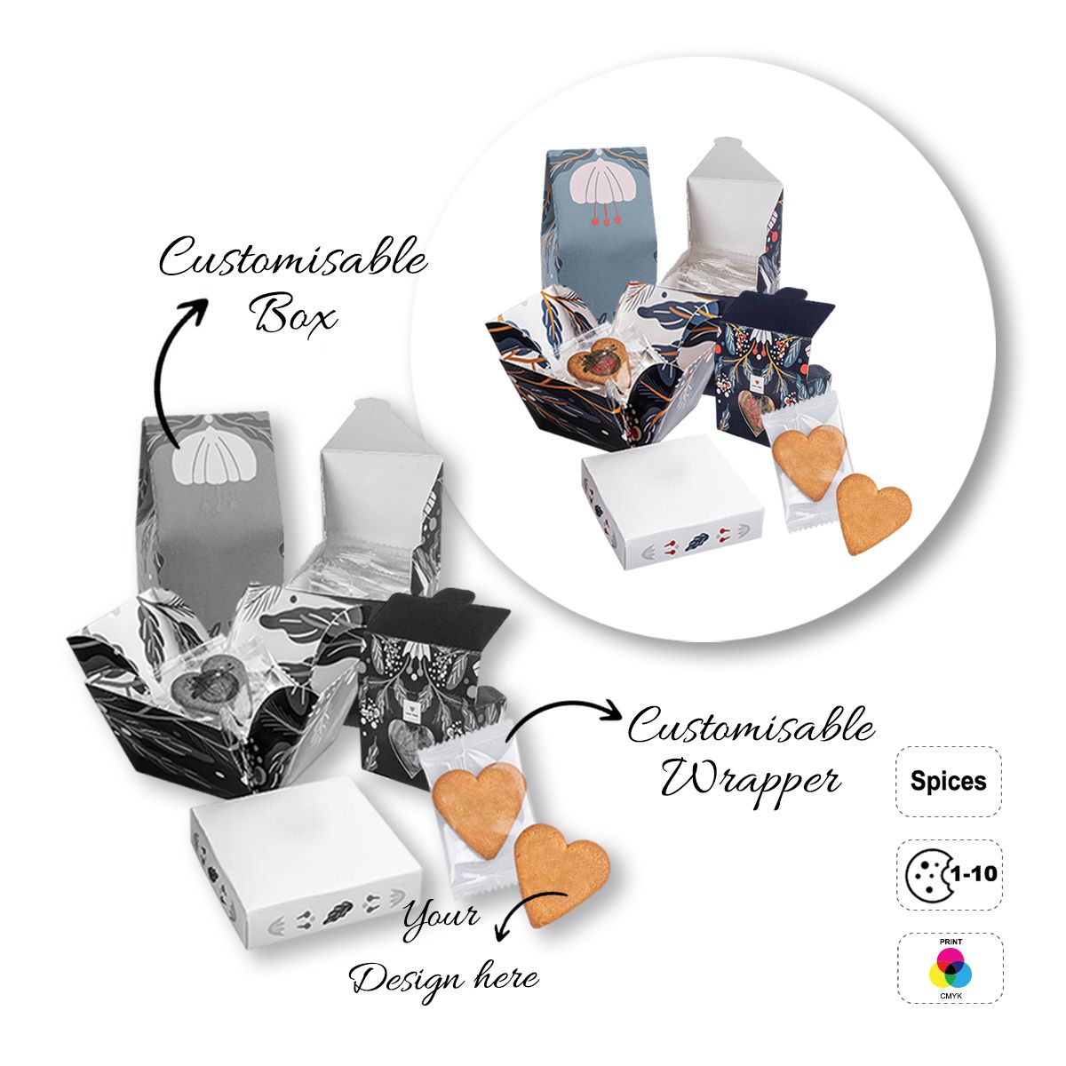 LOGO COOKIE - heart-shaped biscuits, customisable, 78x67x70 mm | GL810711C