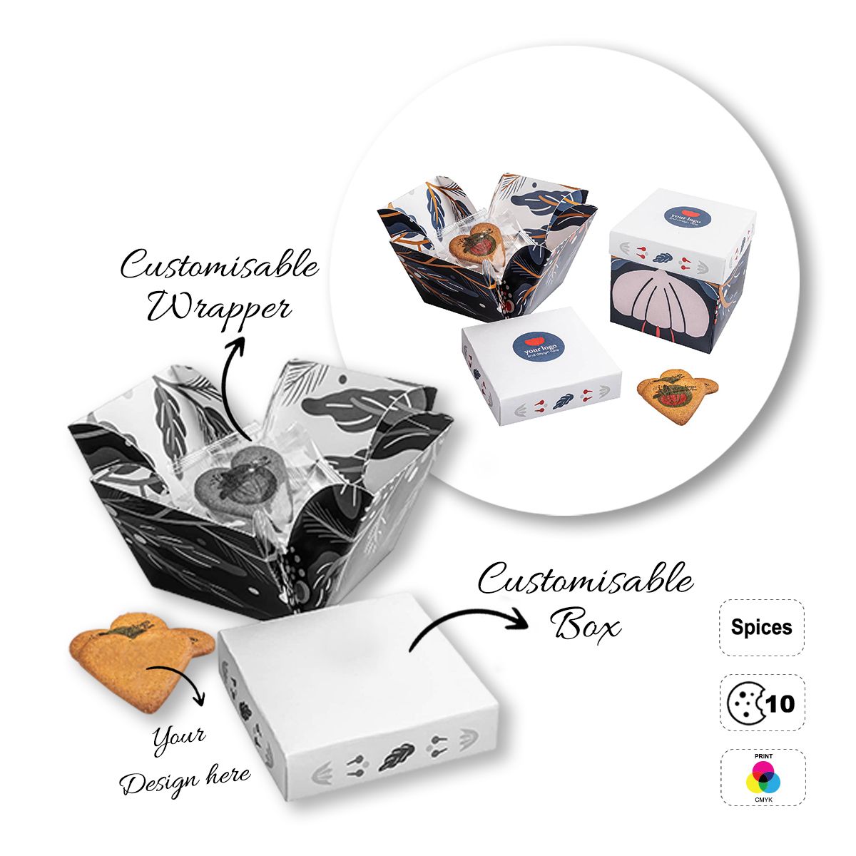 LOGO COOKIE - heart-shaped biscuits, customisable, 105x105x105 mm | GL810711E