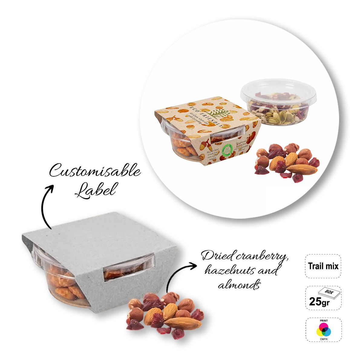 SNACK CUP - box of dried fruit and seeds, 70x70x28 mm | GL810803B