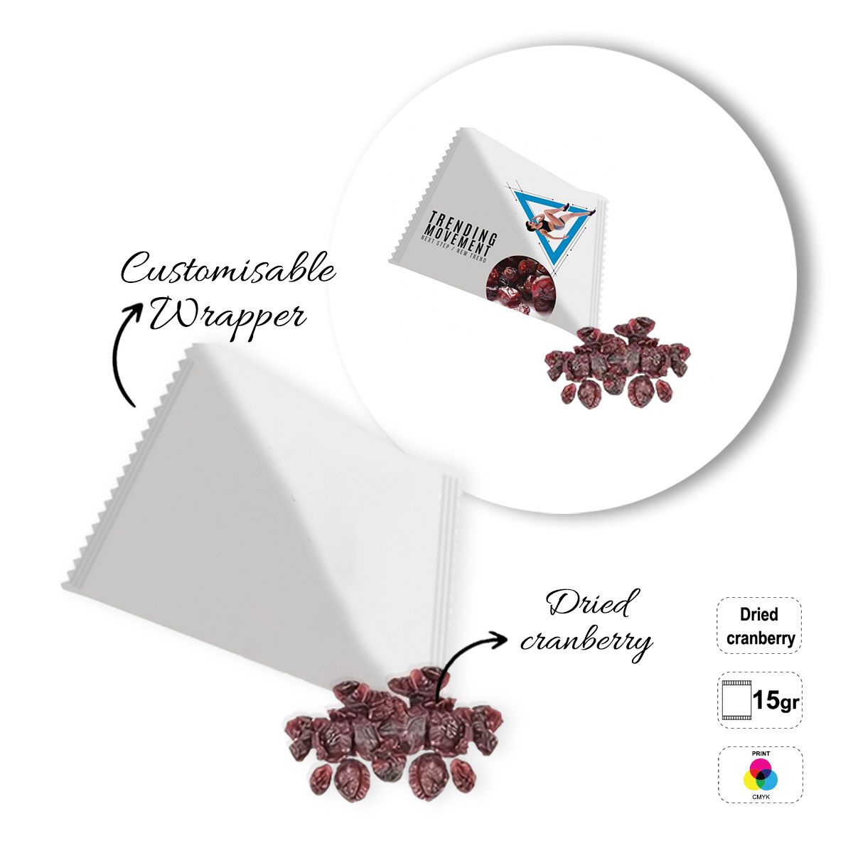 NATURAL PYRAMID - packet of dried fruit and seed snacks, 70x70x70 mm | GL810834A