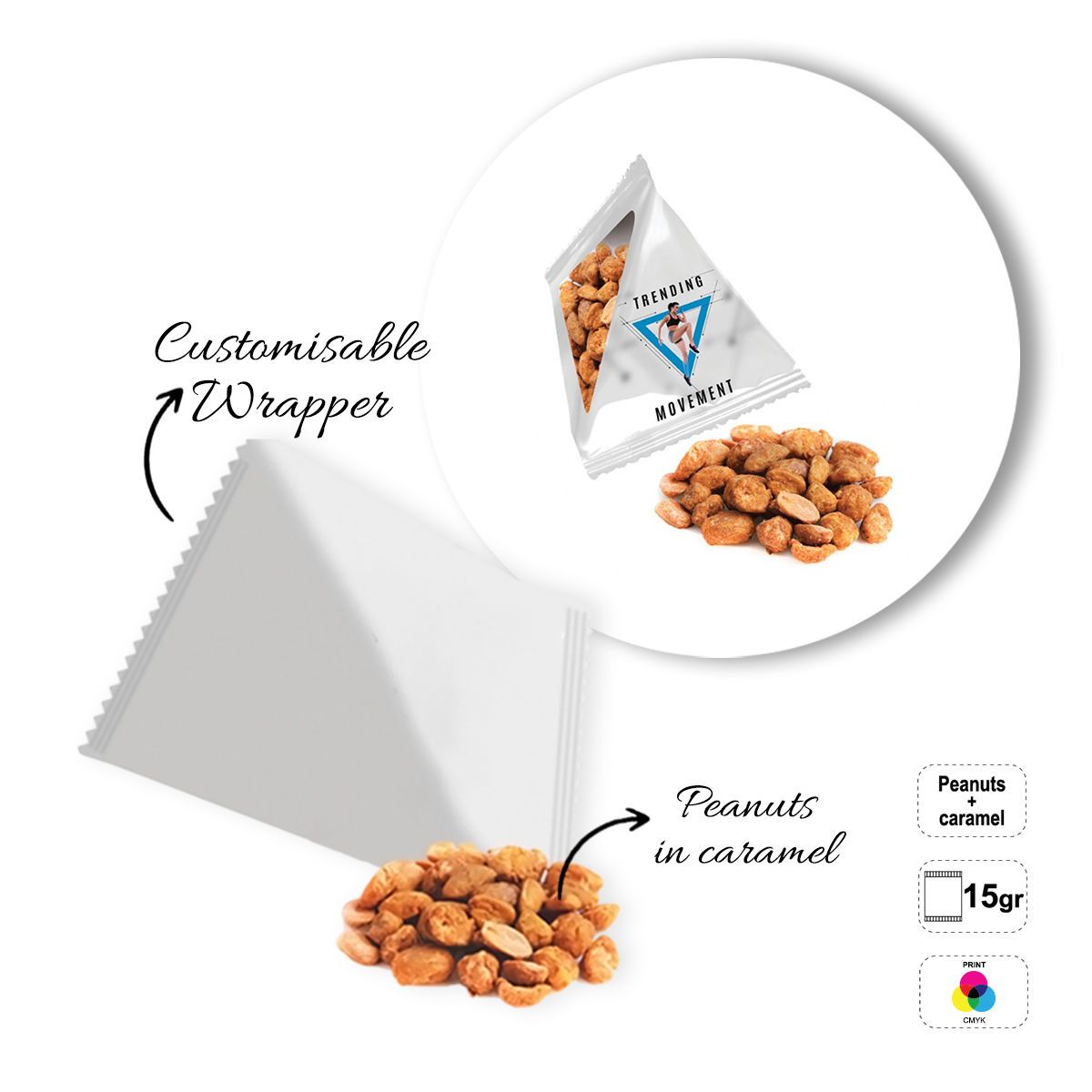 NATURAL PYRAMID - packet of dried fruit and seed snacks, 70x70x70 mm | GL810834B