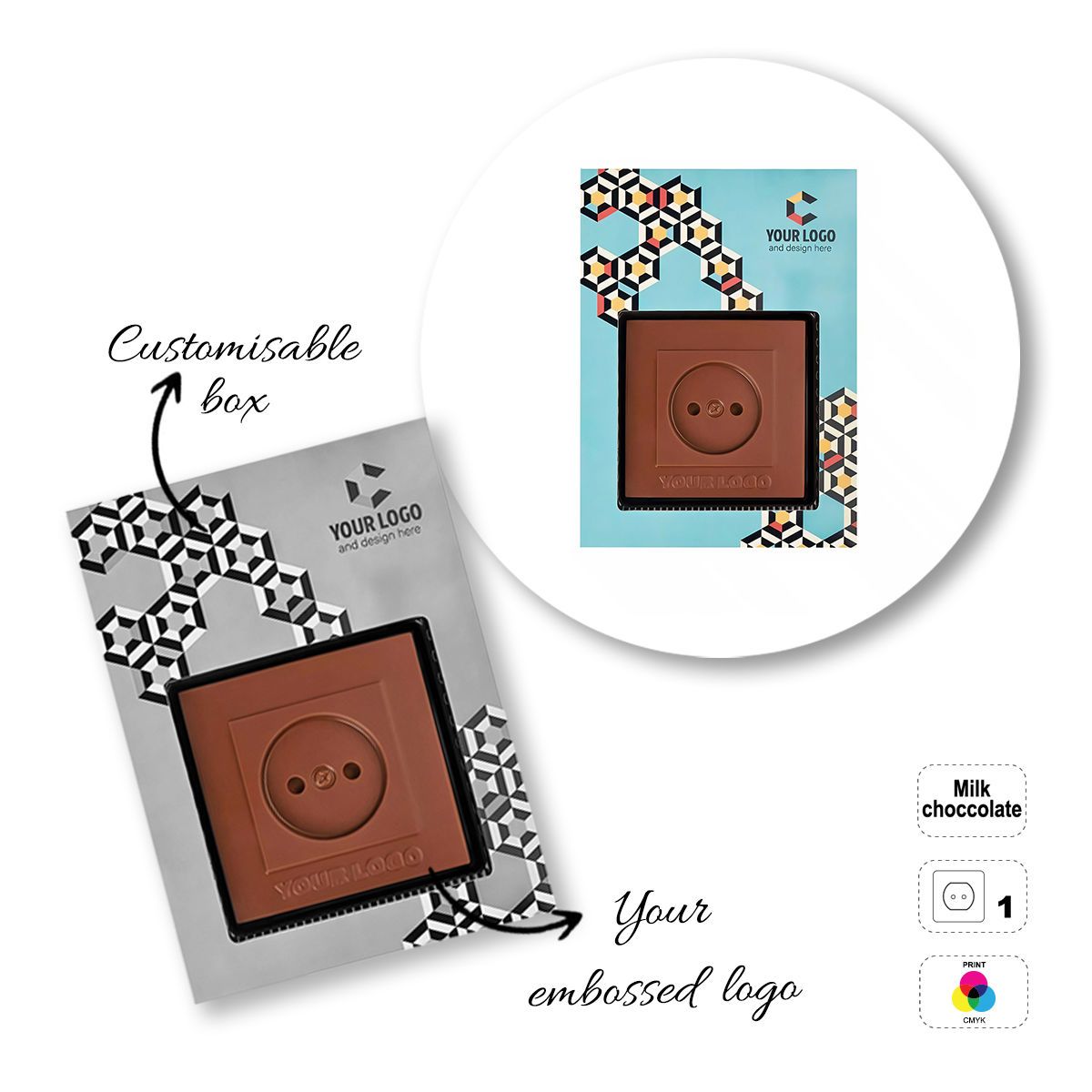 CHOCO4MAT B - chocolate bar, various shapes, 182x132x15 mm | GL811106A