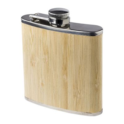 HAYDEN - Stainless steel and bamboo hip flask 