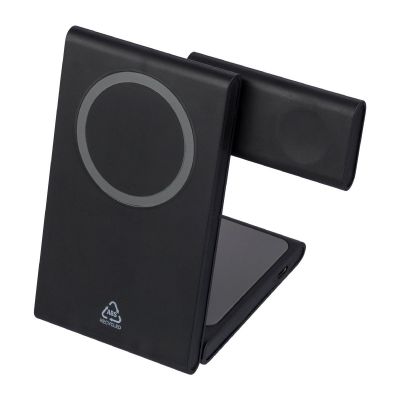 VALERIO - Recycled ABS 3-in-1 magnetic wireless charger 