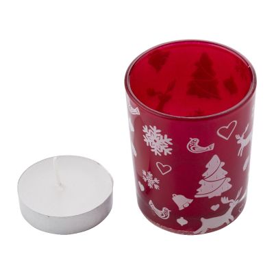 KIRSTEN - Glass candle holder with Christmas decorations 