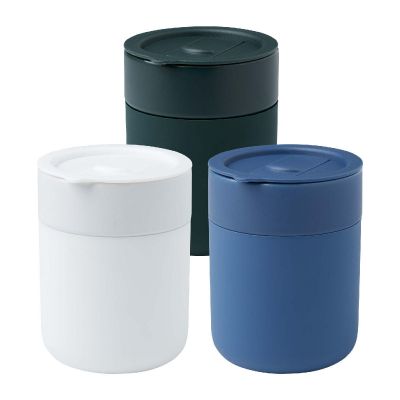 JAVA - 330 ml ceramic tumbler with silicone wrap and plastic lid