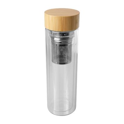 BAILEY - 400 ml borsilicate glass infuser bottle with bamboo lid