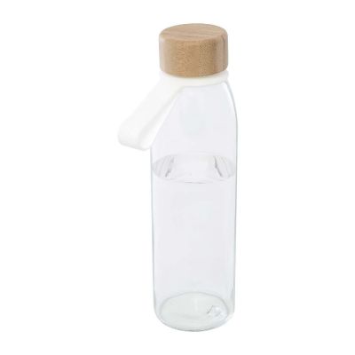 PORTO - 500 ml glass water bottle with silicone handle and bamboo lid