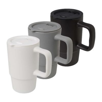 CARTER - 450 ml ceramic mug with plastic lid