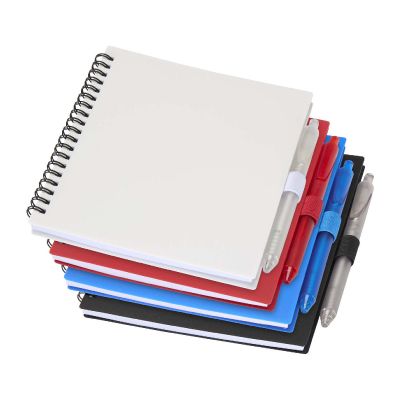 NIOVE - recycled plastic soft cover notebook and ballpoint pen set (blue ink)