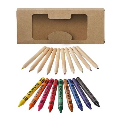 LUCKY - 19-piece coloured pencil and crayon set