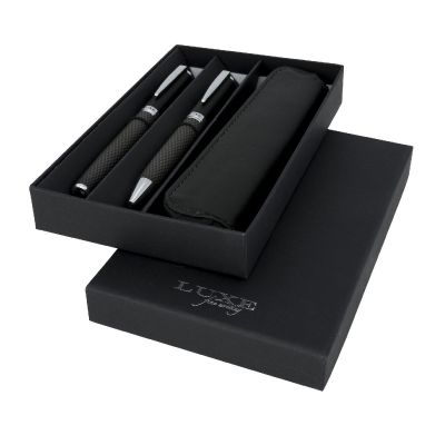 CARBON - duo pen gift set with pouch (black ink)