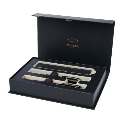 PARKER - IM achromatic ballpoint and rollerball pen set with gift box (black/blue ink)