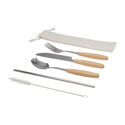 ROOT - 5-piece stainless steel and beech wood cutlery set