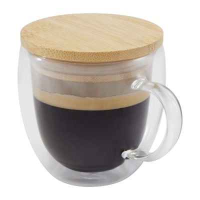 LENORA - 250 ml glass cup with bamboo lid