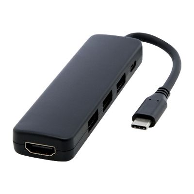 LOOP MEDIA ADAPTER -Loop RCS recycled plastic multimedia adapter USB 2.0-3.0 with HDMI port