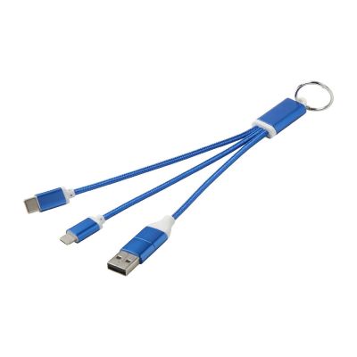 METAL - 4-in-1 recycled aluminium charging cable with keychain