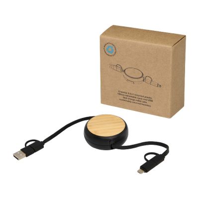W -Chechia 5-in-1 recycled plastic 100 cm retractable data sync and 45 fast charge cable