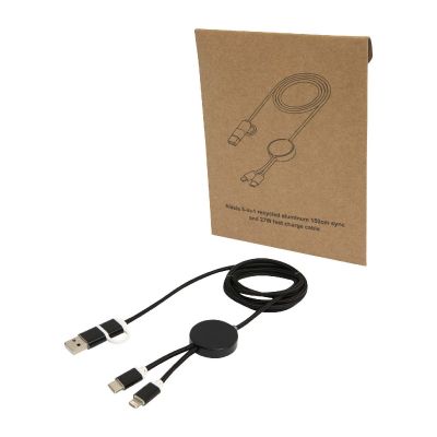W ALASIA -Alasia 5-in-1 recycled aluminium and plastic 150 cm data sync and 27W fast charge cable