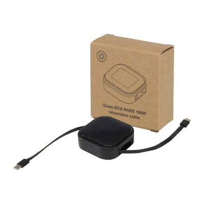 RESYNC CABLE 5IN1 -Gloas 5-in-1 recycled retractable data sync and 100W fast charge cable with smartphone tool kit