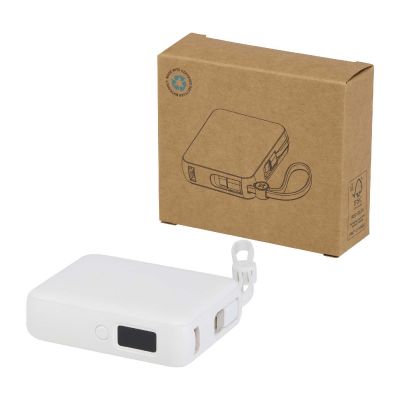 ACRUX - 10.000 mAh 35W tablet power bank with built in Type-C cable - made from recycled plastic
