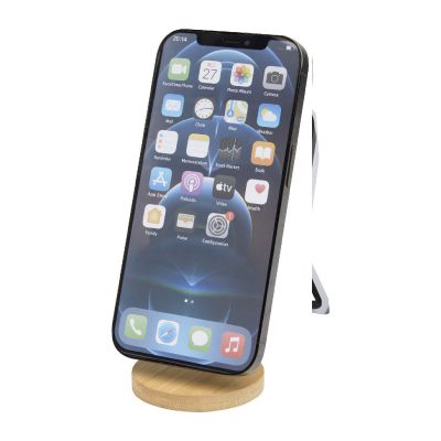 ALCOR - recycled plastic foldeable magnetic phone stand with bamboo details