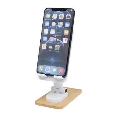 ALFIRK - recycled plastic foldeable desk phone stand with bamboo details