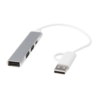 ALKAID - 4-port recycled aluminium USB-A and Type-C hub with dual input